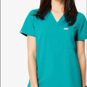 FIGS XS Teal Catarina scrub top